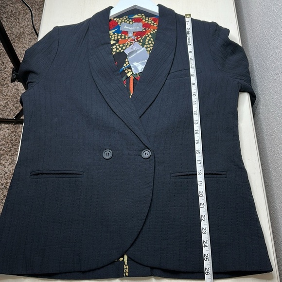 Anthropologie Daniel Rainn Double-Breasted Blazer Black Floral Lining size M - Picture 12 of 13